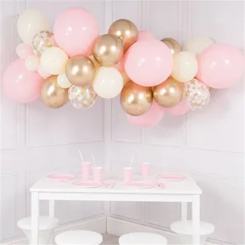 

40pcs DIY Pink Macaron Balloon Garland Arch Kit Gold Metal Confetti Balloons Wedding Engagement Birthday Baby Shower Decoration