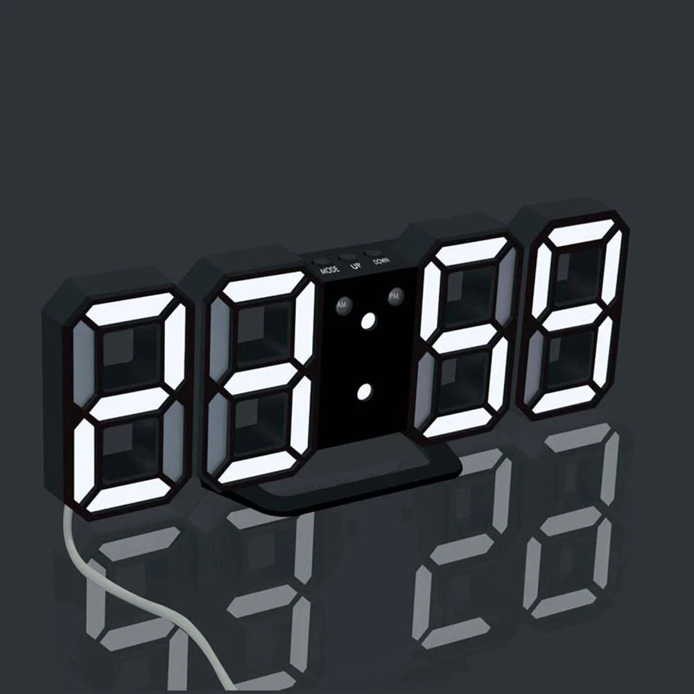 

3D LED Wall Clock Digital Table Desktop Alarm Clock With Temperature Sound Control Night Light Saat Wall Clock For Home Decor