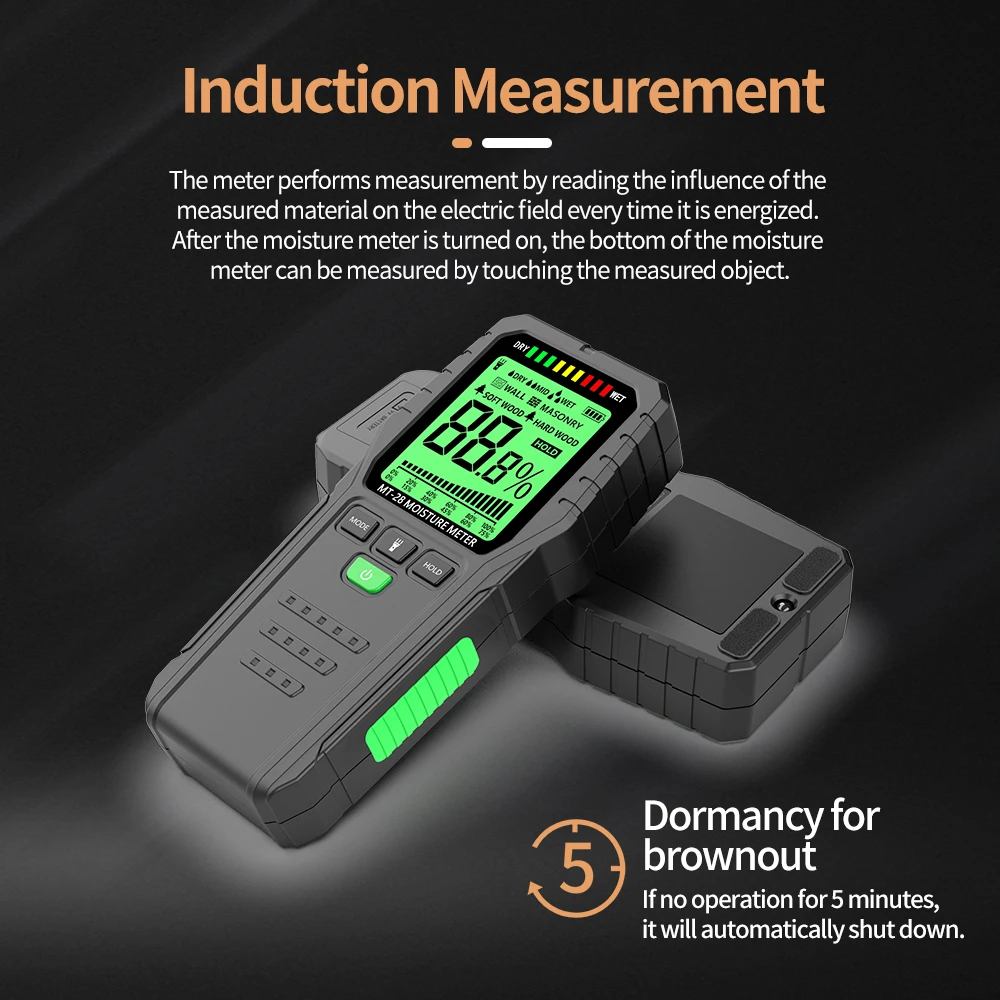 R & D MT28 Inductieve Hout Vochtmeter Digitale Elektrische Tester Meetinstrument Lcd Display Ectromagnetic Golf Hout Hygrometer