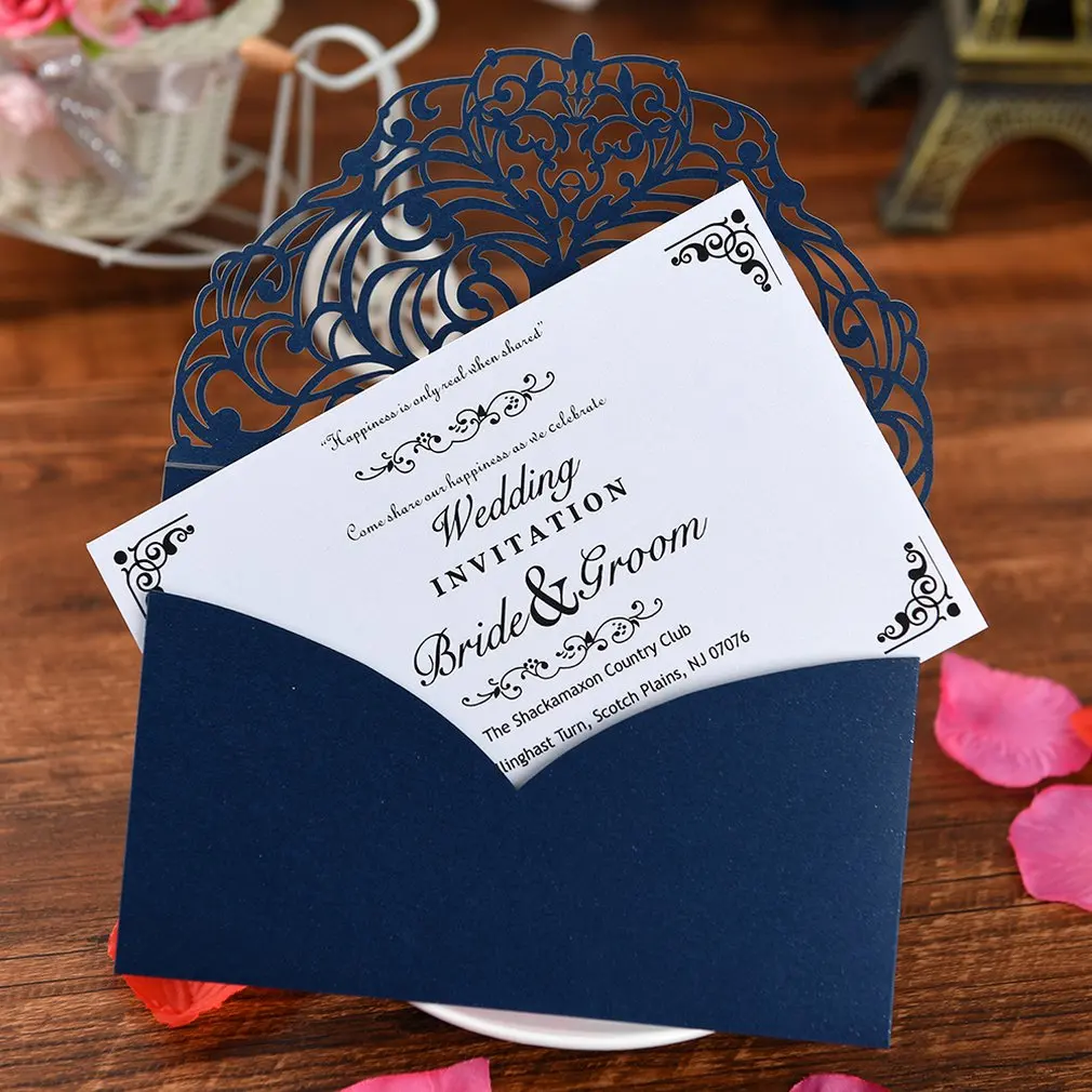  20pcs Laser Cut Hollow Wedding Invitations Card Kit with D121 Inner Papers for Wedding Birthday Par - 4.0005E+12
