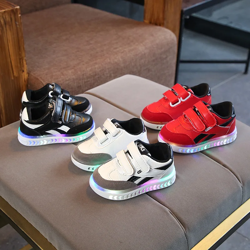 

2019 Spring And Autumn New Style Light-up Children Shoes LED Men And Women CHILDREN'S Casual Shoes Korean-style Athletic Shoes S