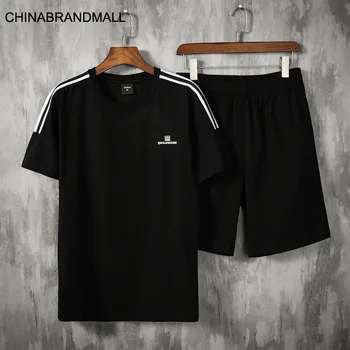 

2020 Men Plus Fat Plus Size Sports Suit Male Fat Man Short Sleeve Shorts Two-piece Set