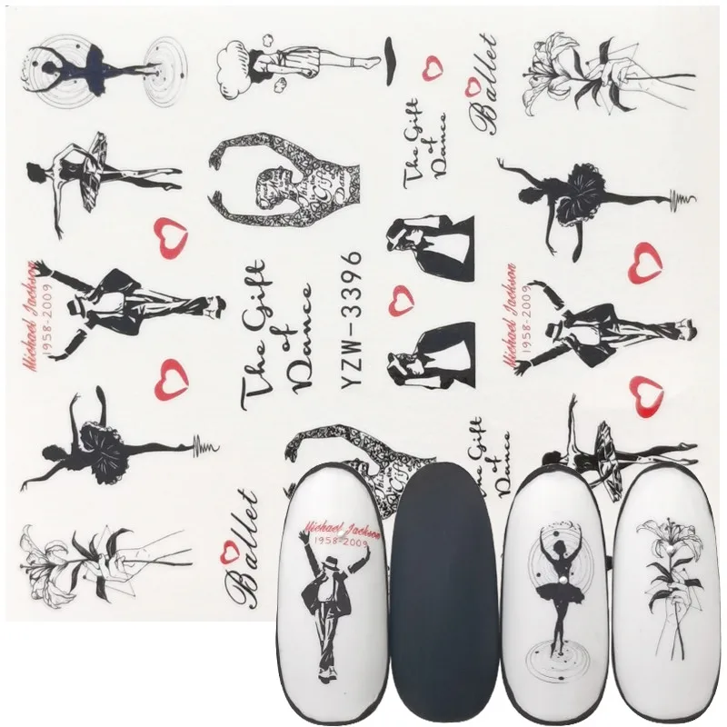 2023 Nuovi Disegni Watermark Nail Sticker Beautiful Dancing Gril Water Transfer Decalcomanie Empaistic Nail Water Slide Decalcomanie