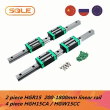 EU warehouse Linear Guides 2 pcs HGH15 / HGR15 200-1800mm linear rails + 4 pcs HGH15CA / HGW15CC slides carriages with nipple