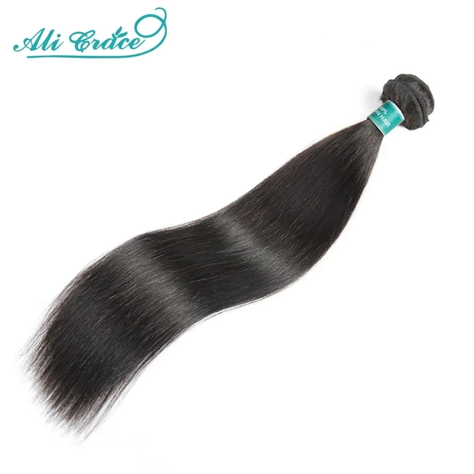ALI GRACE pelo brasileño recto pelo mechones 1/3/4 Uds recto extensiones de cabello humano mechones 30 32 34 pulgadas Remy armadura del pelo Color Natural