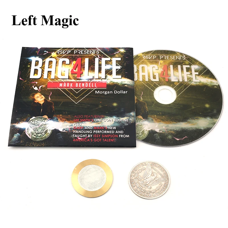 

Bag4Life (1 Morgan Dollar and DVD) ) Magic Tricks Satge Close Up Magia Fun Coin Penetration Bag Magie Illusion Gimmick Props