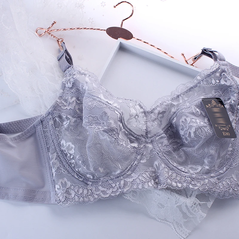 Women's Sheer Lace Underwire bra Unlined Minimizer Bra 34 36 38 40 42 44 46 48 B C D E F G H