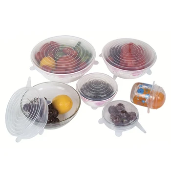 

6pcs Universal Silicone Bowl Pot Lid Silicone Cover Pan Cooking Food Use Fresh Cover Microwave Cover Silicone Stretch Lids Hot