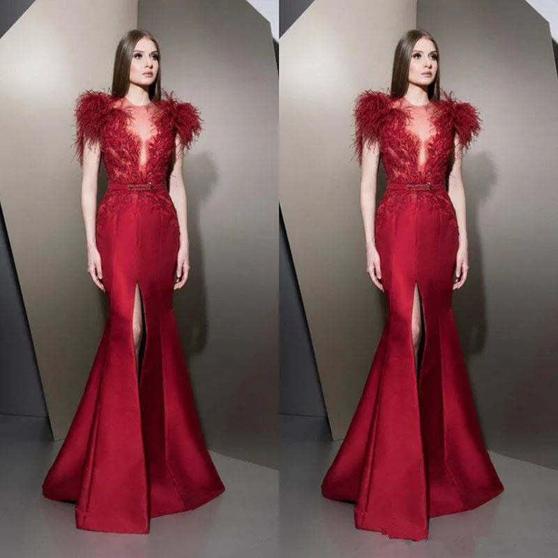 

Evening Dresses Red lace appliques Long Prom Evening Gowns 2020 short robe de mariee Party prom Dresses Plus Size