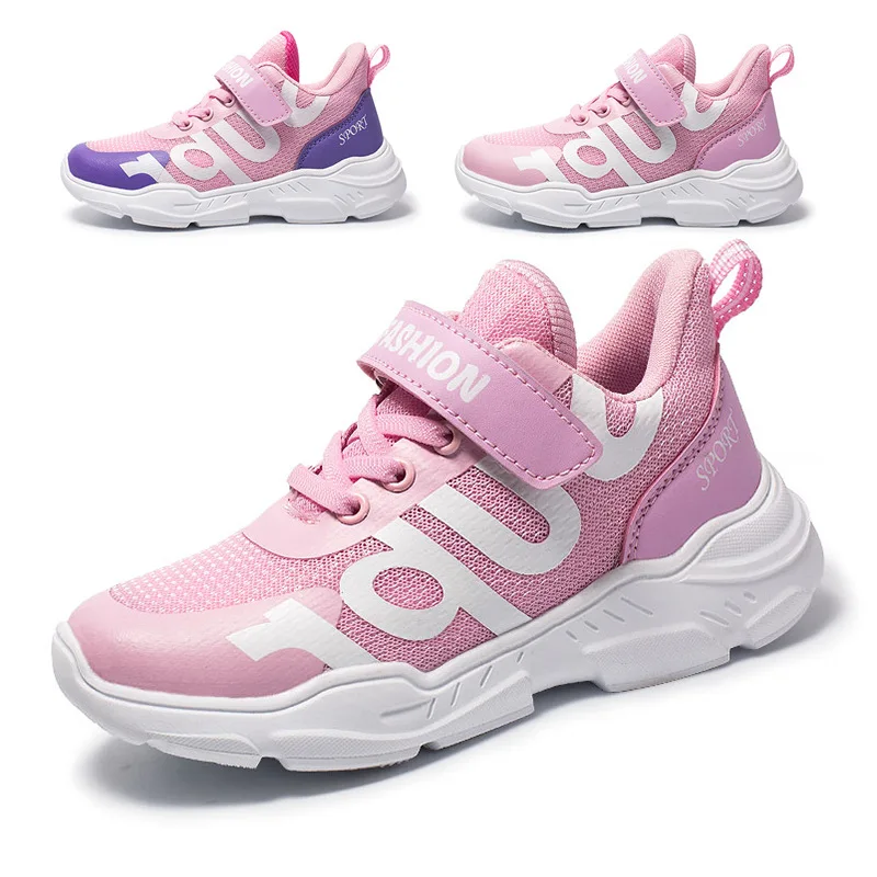 

Girls' Shoes 2019 Spring And Autumn Breathable Mesh Middle And Large tong fei Woven GIRL'S Students Children Sports Shoes Soft B
