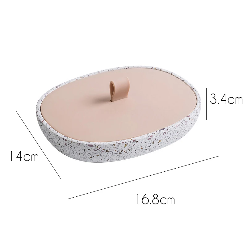 Nordic Terrazzo Silicone Makeup Box Cosmetic Storage Box with Mirror Dustproof Home Organizer For Ring Necklace Earrings Jewelry 6