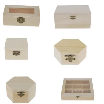 

2x Wooden Jewelry Box with Lid Earrings Necklace Storage Ring Container Showcase