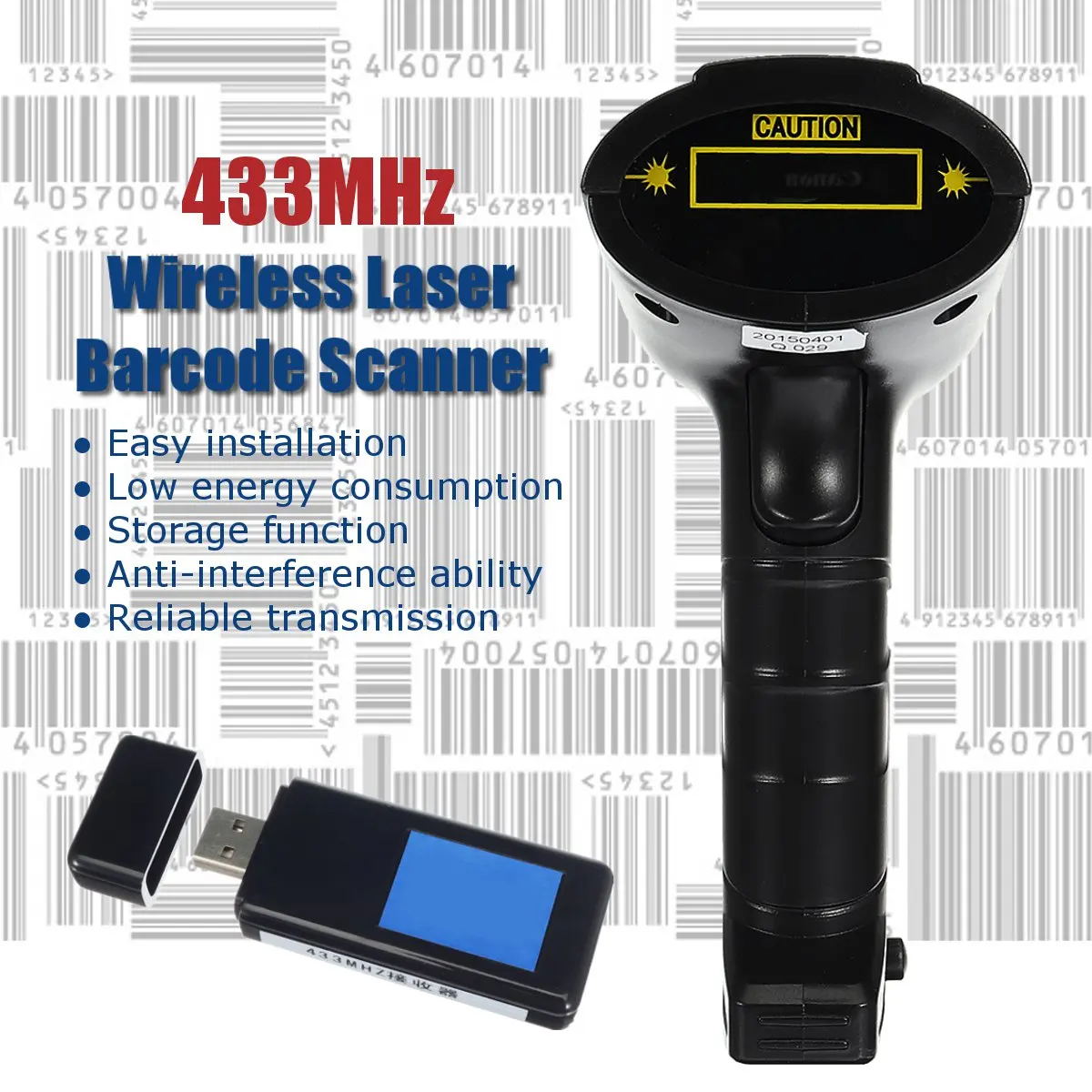 

Wireless Laser Barcode Scanner Handheld Portable Bar Code Reader Receiver High Scaned Speed Barcode Code Reader Tools Machine