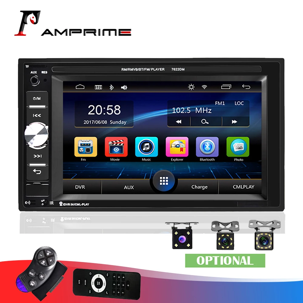 AMPrime 2 din 6 &quotавтомобильное радио Bluetooth Сенсорный экран AUX IN USB TF MP5 MP4 Android телефон с