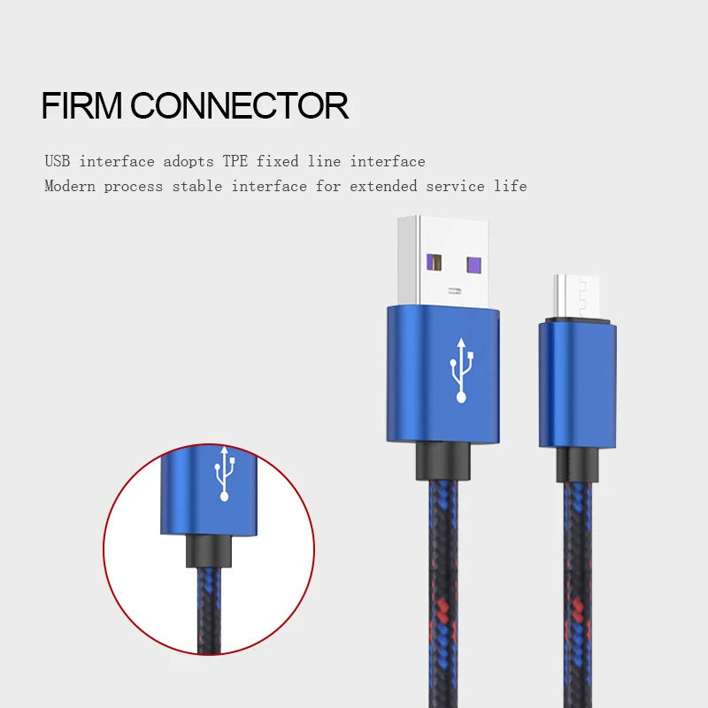 Usb-кабель для мобильного телефона, микро сменный IOS type-c, синий цвет, 5А, быстрая зарядка, линия передачи данных, нейлоновый материал