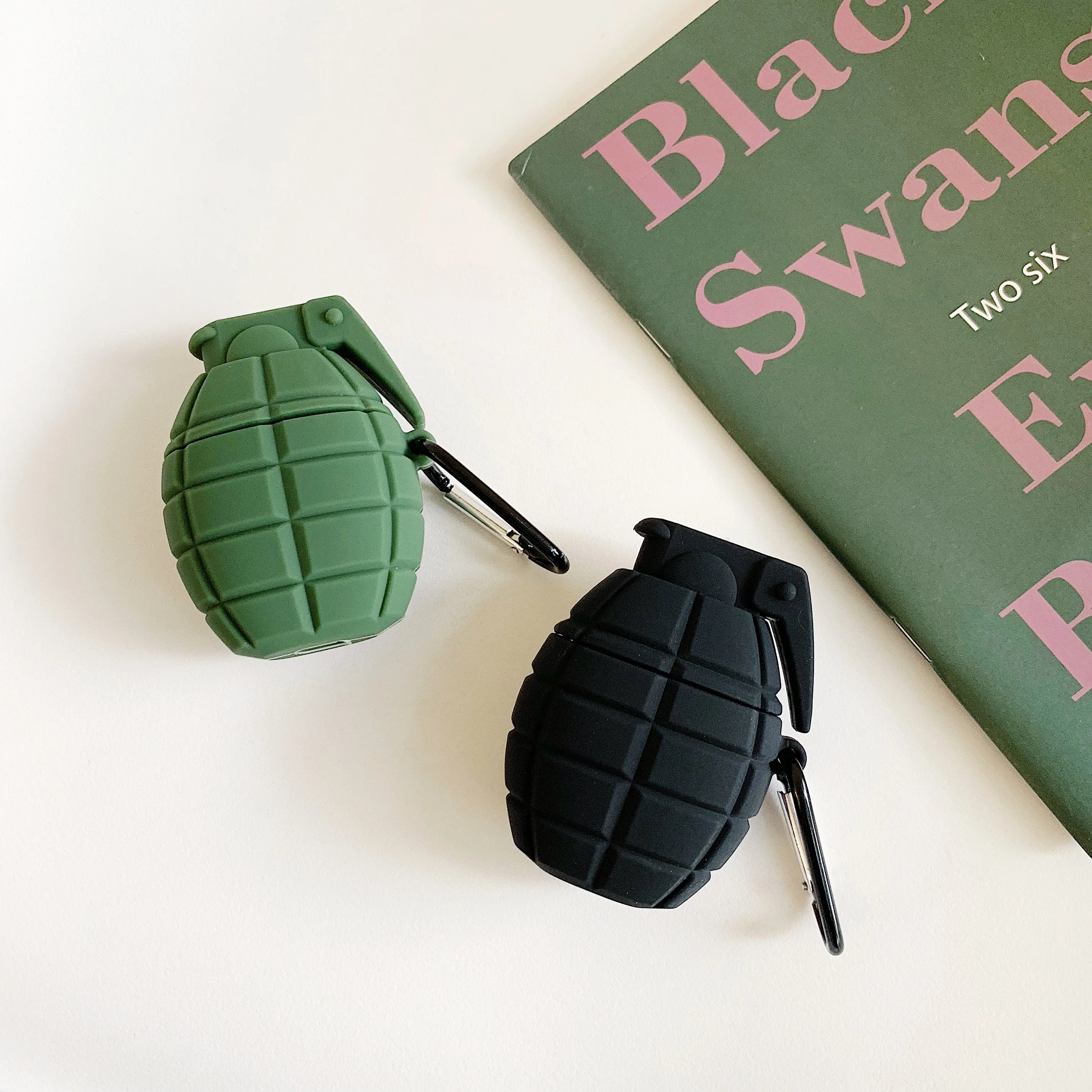 

cute cartoon Anti-fall Grenades Silicone earphone Case For Apple AirPods Wireless bluetooth Headset cover with pendant