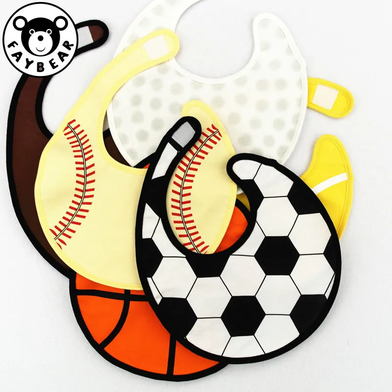 

Cotton Bandana Bibs Baby Babador Feeding Smock Infant Burp Cloths Cartoon Saliva Towel Eating Accessory Football Basketball
