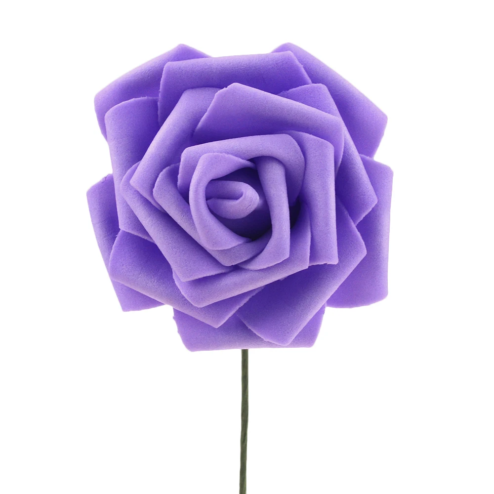Purple 25 шт. 8 см новые красочные искусственные из ПЭ пены розы Букет невесты домашний Свадебный декор Скрапбукинг DIY Поставки - Цвет: Purple