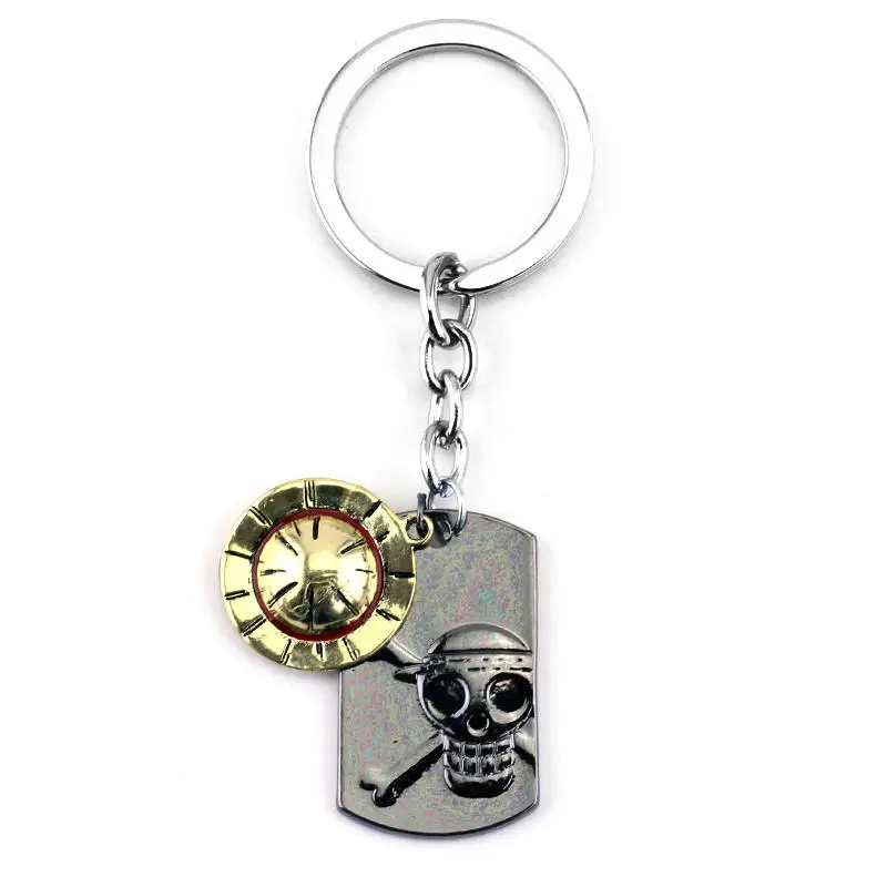 Аниме Одна деталь ожерелье цепочка для ключей с логотипом skull, Luffy Wanted соломенная шляпа ожерелья футболка с забавным мультипликационным принтом «кулон ювелирные изделия аксессуары воротник - Окраска металла: С латунным покрытием