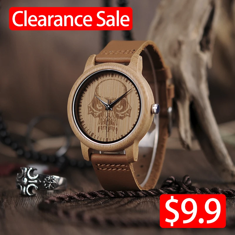 BOBOBIRD Wood Watch Promotion Sale Leather Strap Men Women Wristwatches Birthday Present Christmas Gift in Box reloj hombre