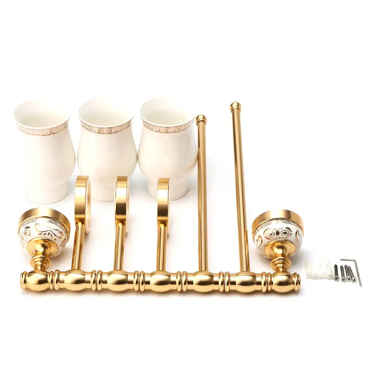 Toothbrush Cup Holder Polished Bathroom Hardware Sets Modern Carved Chrome Bath Towel Rings