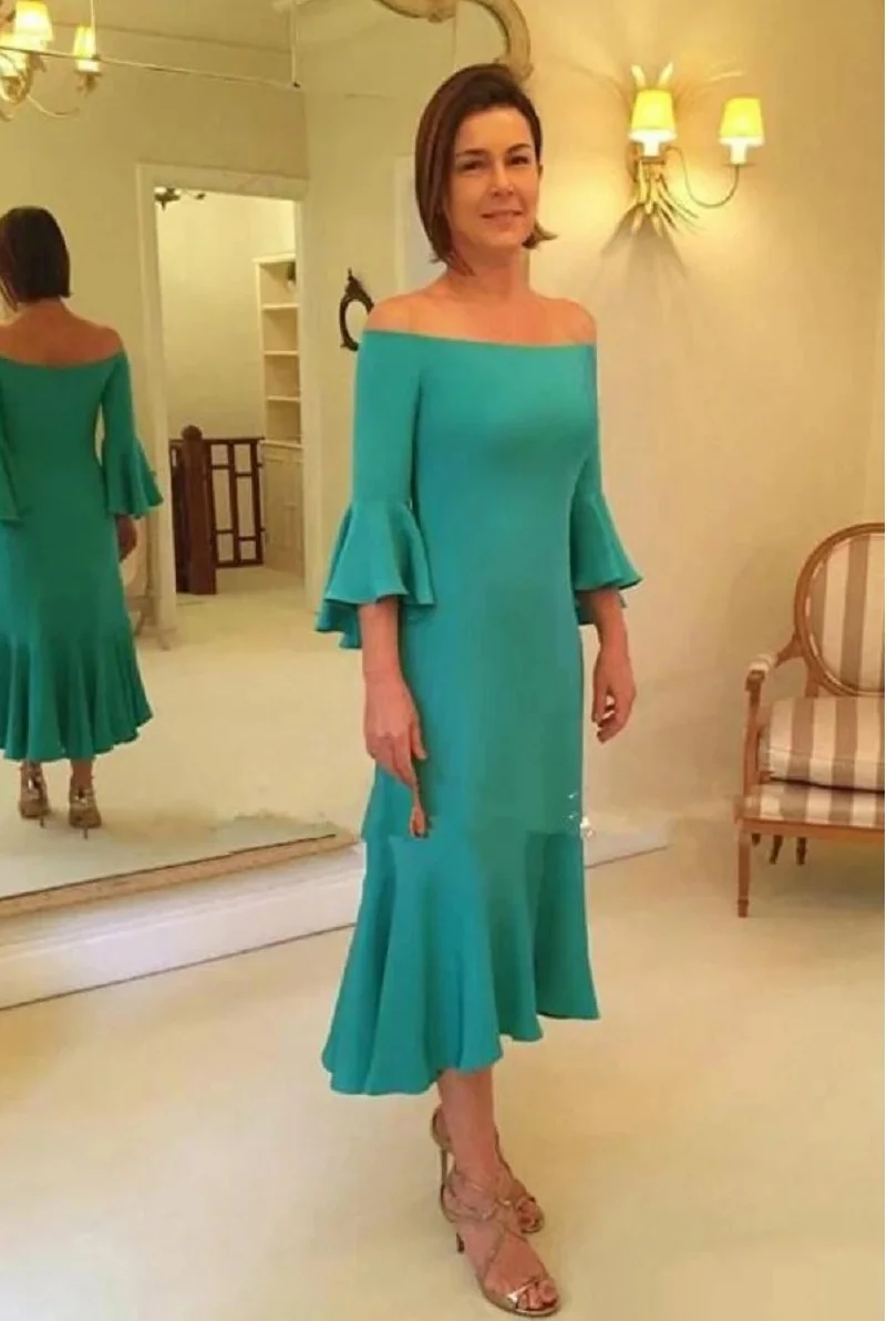 

Off-the-Shoulder 3/4 Sleeves Mother of the Bride Evening Dresses robes de soirée abendkleider robes de cocktail vestidos