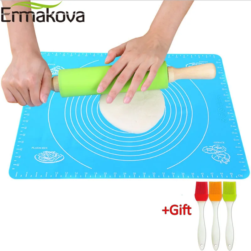 ERMAKOVA 40cmx50cm Silicone Baking Pastry Mat Dough Rolling Mat Heat  Resistant Pad Silicone Pastry Board with Measurement
