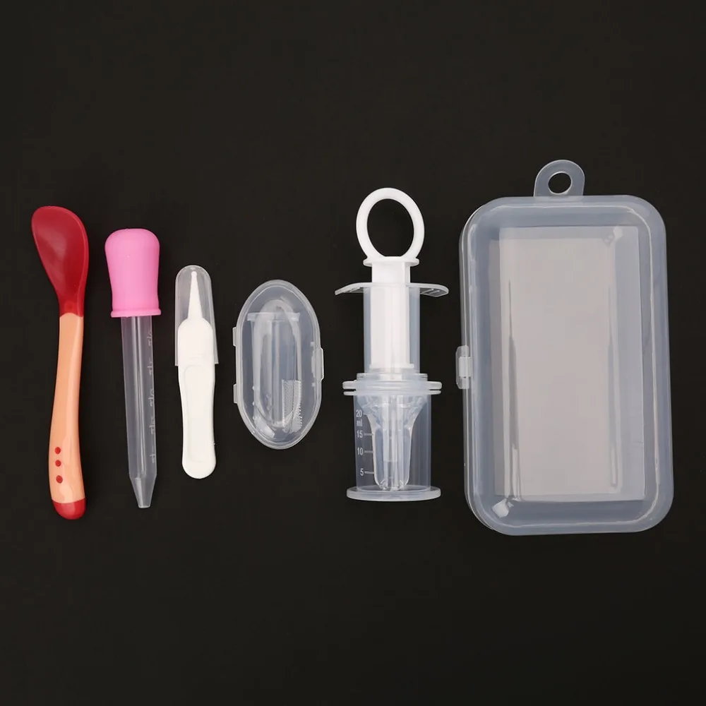 Escova de Dentes Cuidados de Saúde Bebê Recém-nascido Crianças Medicina Dispensador Conta-gotas Kit 5 Pçs Mod. 258241 5 Cuidados c/ unhas