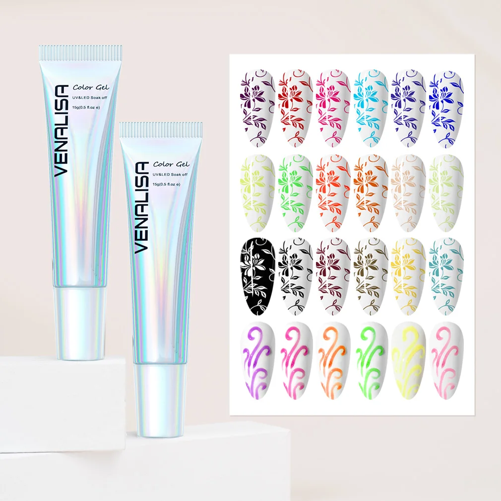 

Venalisa Solid Painting Gel 15ml Thick Texture Drawing Lacquer Pigmented Easy Draw Nail Art Design UV LED Pudding Gel Polish