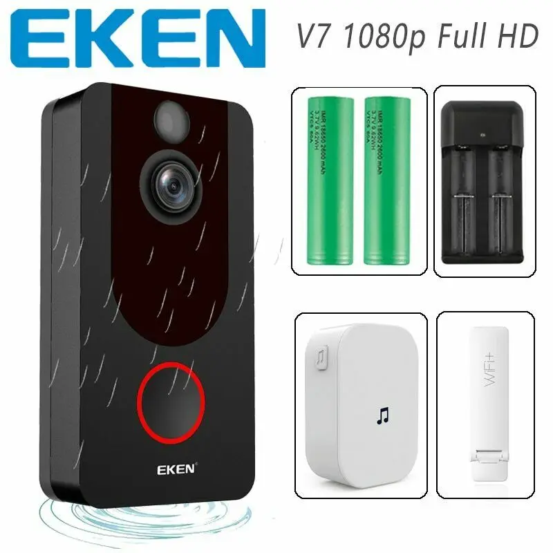 Оригинальный официальный EKEN V7 видео дверной звонок 1080p HD ночное видение