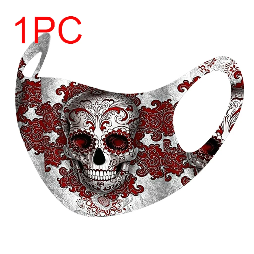 christmas costumes Cosplay Halloween Mask Reusable Adult Women Men Skull Printed Funny Mouth Covers For Face Halloween Horrible Mascarillas work appropriate halloween costumes Cosplay Costumes