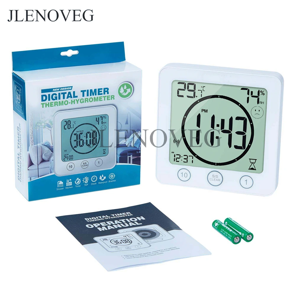 Waterproof Bathroom Clock and Timer for Shower Digital Water Resistant Alarm Clocks with Suction Cup Proof Bathro | Дом и сад