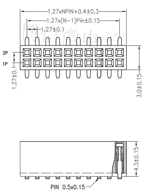 10 шт. 2X 3 4 5 6 7 8, 10, 12, 15, 20, 25 30 40 Pin 1,27 мм Двухрядные Женский прямой Header контактный разъем полосы 1,27 мм разъем