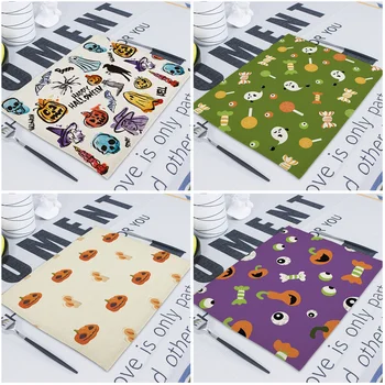 

42x32cm Happy Halloween Napkins Tablecloths Pumpkin Halloween Home Horror Skull Linen Kitchen Decoration Dining Accessories Mat