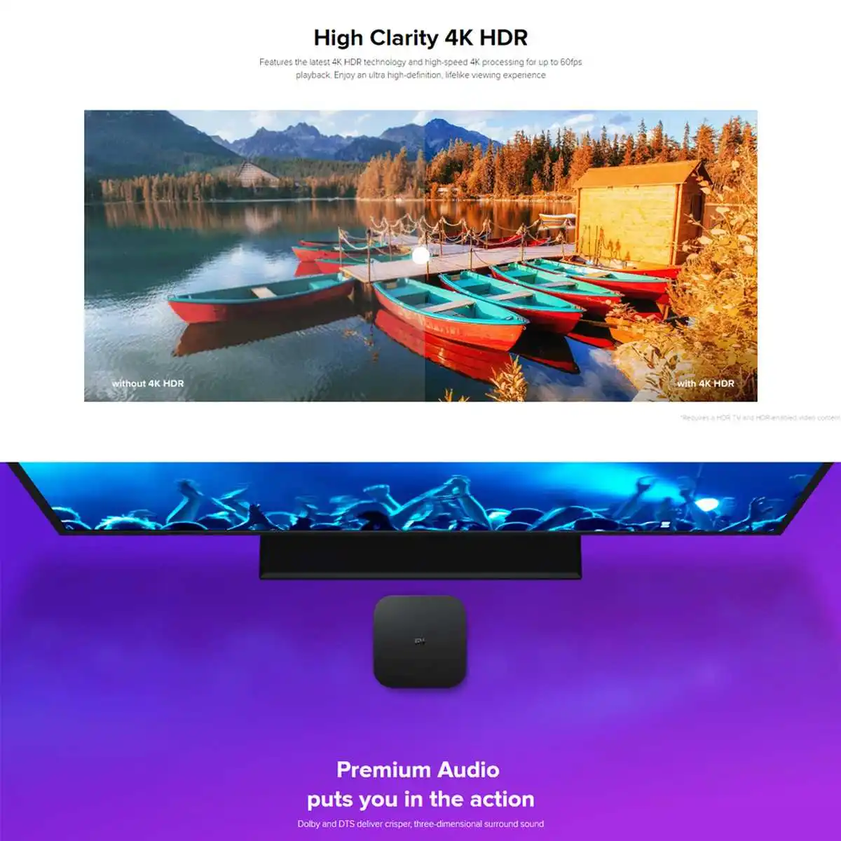 Оригинальная ТВ приставка Xiaomi Mi TV Box S с европейской вилкой 4K HDR Android 8 1 Ultra HD 2 ГБ Wi Fi