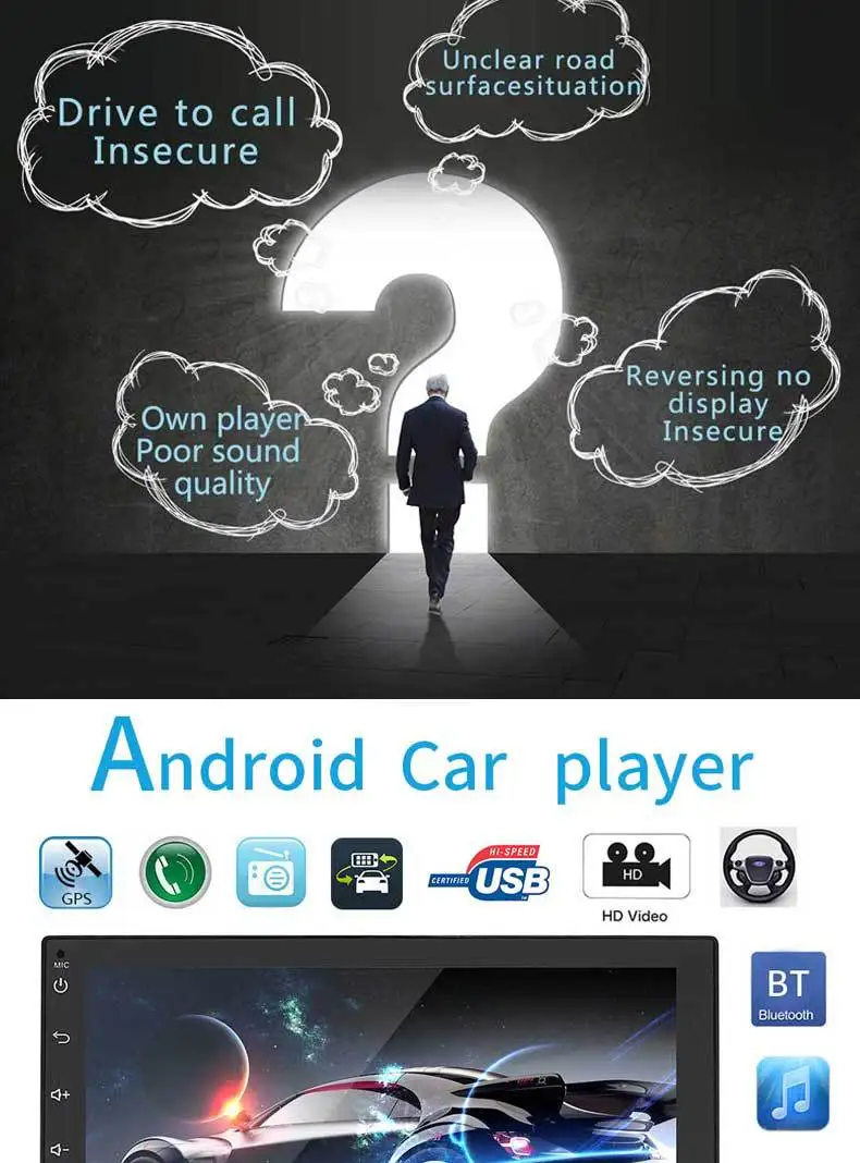 Clearance 2 Din Stereo Receiver Central Multimidia Android 7 Inch Capacitive Screen MP5 Bluetooth HD Player FM Navigation Auto Radio Car 1