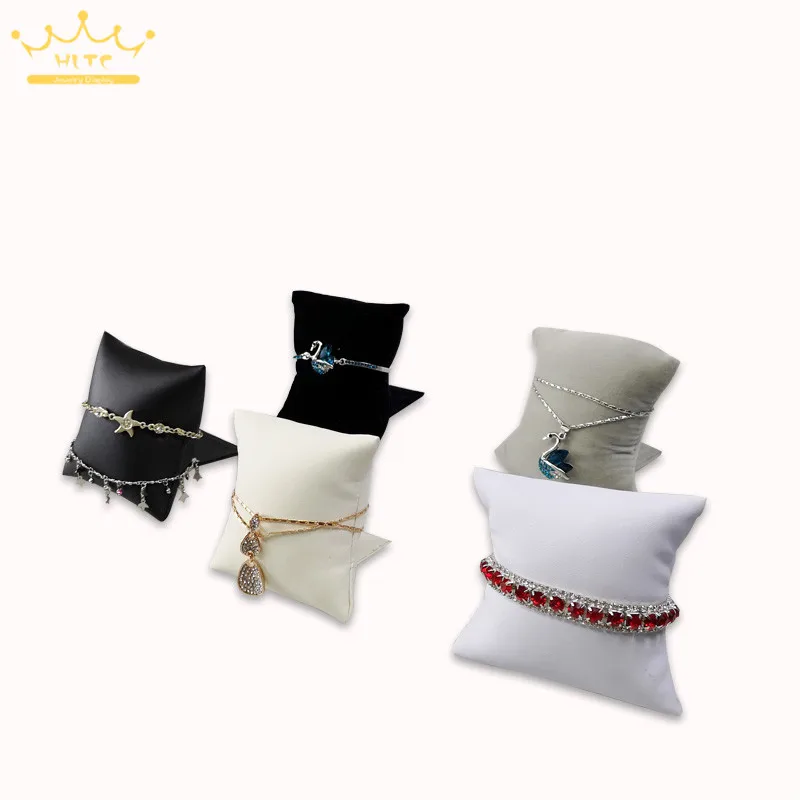 

New Creative Jewelry Display Holder Bracelet Bangle Pillow With Rack Velvet Watch Display Organizer Pillow Cushion Stand Box