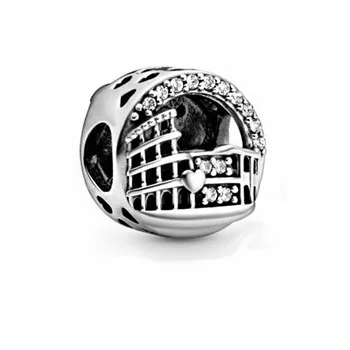 

2020 New Summer silver color Rome Colosseum Openwork Charms Beads fit Original Pandora Bracelets Women DIY Jewelry