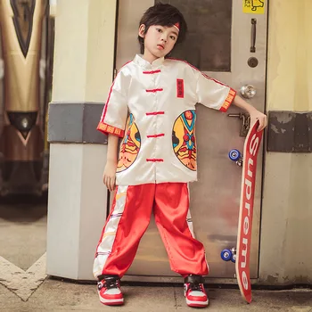 

Printing Hip Hop Dance Costumes Boys Street Dance Practice Wear Jazz Hiphop Rave Outfit Kids Stage Performance Clothing DC4247