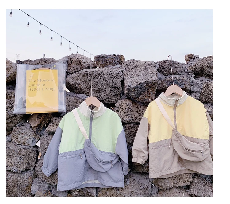 Spring Jackets 2020 New Korean Children's Clothes Boys' & Girls' Loose & Comfortable Long Sleeve Coat Contrast Color Jacket