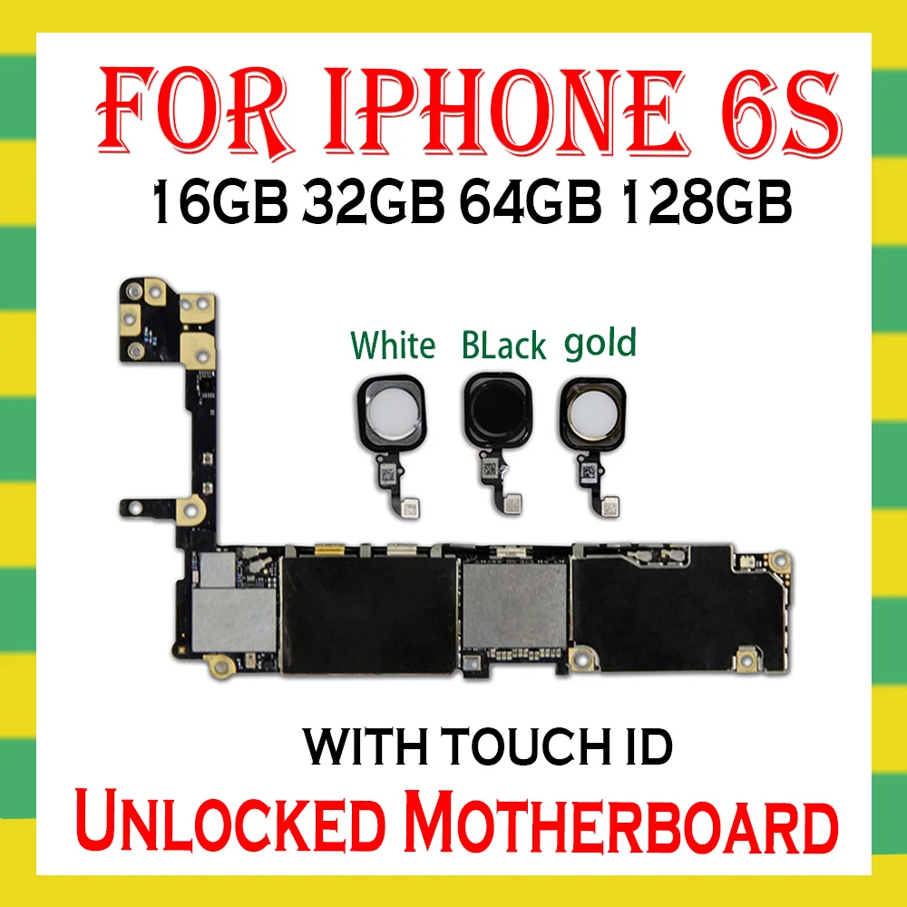 Full unlocked for iphone 6S 6 S Motherboard With Touch ID iphone6S Mainboard Chips icloud unlock logic board | Мобильные телефоны и