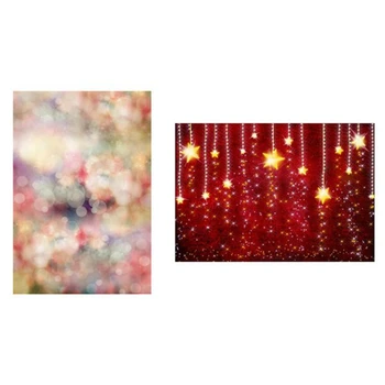 

3X5Ft Vinyl Photography Backdrops Abstract Pretty Theme Baby Newborn Birthday Photo Background & Shiny Gold Stars Red