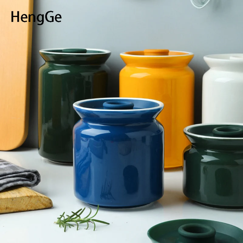 

Герметичный керамический банки для хранения в скандинавском стиле, однотонная баночка Suger, домашний дозатор зерен, органайзер закусок кухонные наборы канистр, украшения