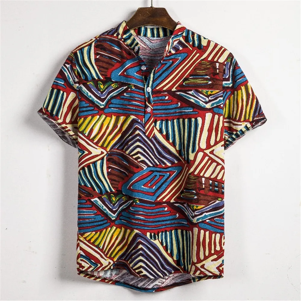 Повседневная мужская рубашка размера плюс высокая уличная блузка летние модные рубашки для Харадзюку Мужская Гавайская одежда крутые Клубные пляжные Топы - Цвет: As Shown