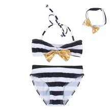 Милое Полосатое платье в морском стиле детское бикини купальник купальники с высокой талией ванный комплект для детей для маленьких девочек бикини детский купальный костюм