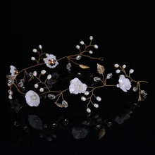 Пресноводный жемчуг ручной работы, золотые листья, цветы, головной убор, свадебное платье, аксессуары, повязка на голову, свадебные украшения