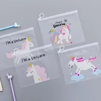Korean Translucent Unicorn Cute Girl Pencil Case Stationery Bag Creative Storage File Bag Office Stationery Desk Organizer 1