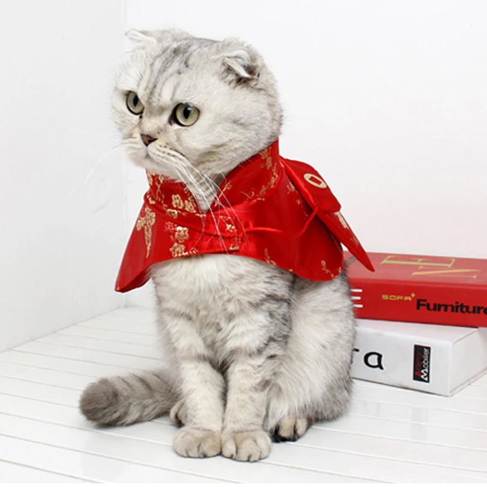 Мультяшный плащ для кошек, акриловый, новогодний, Рождественский, 2020Pet, кошка, собака, год, накидка, плащ, красный, китайский стиль