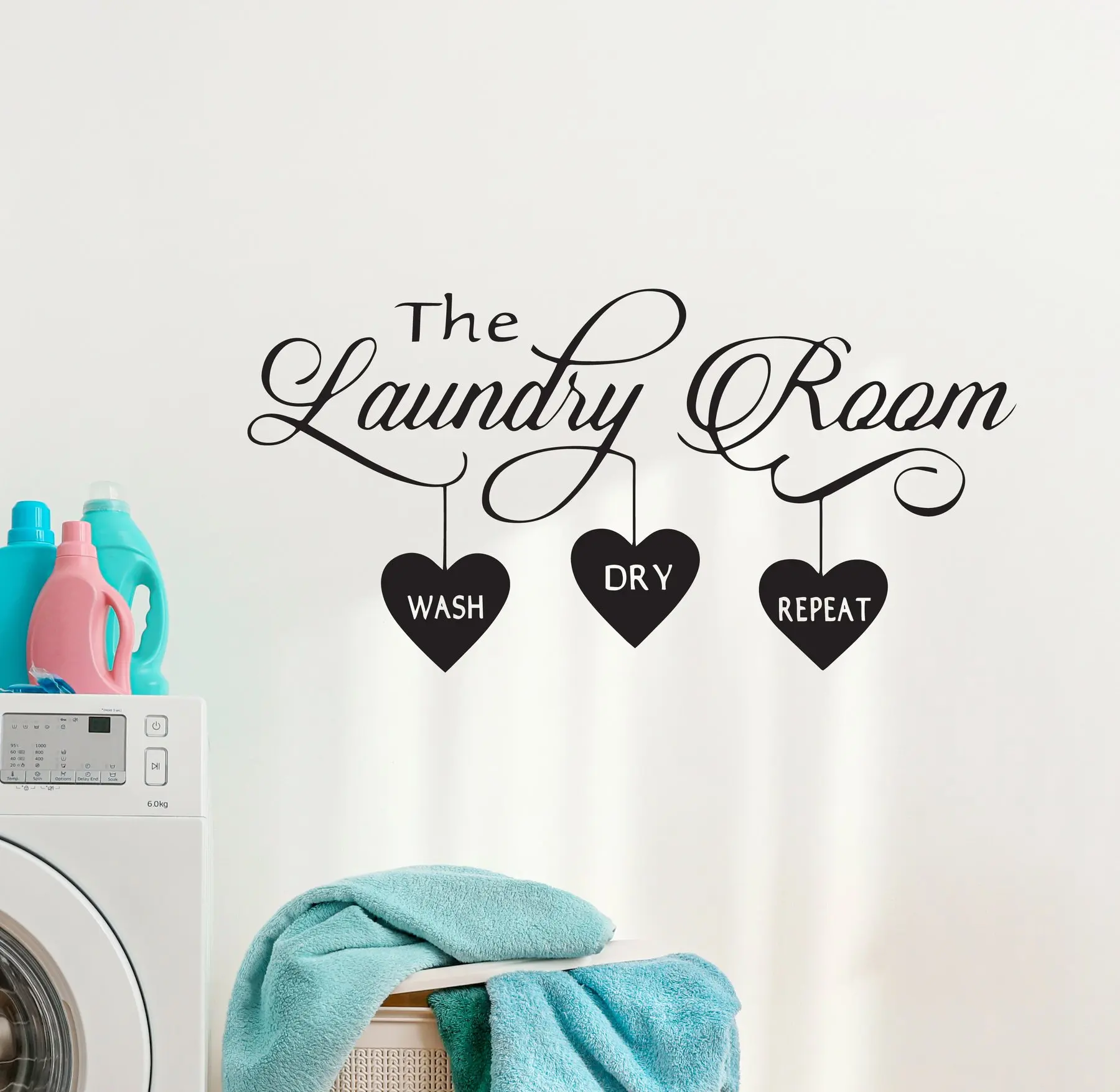 

Vinyl waterproof detachable wall stickers, art deco stickers for home laundry, stylish wall art decoration for laundry xy2