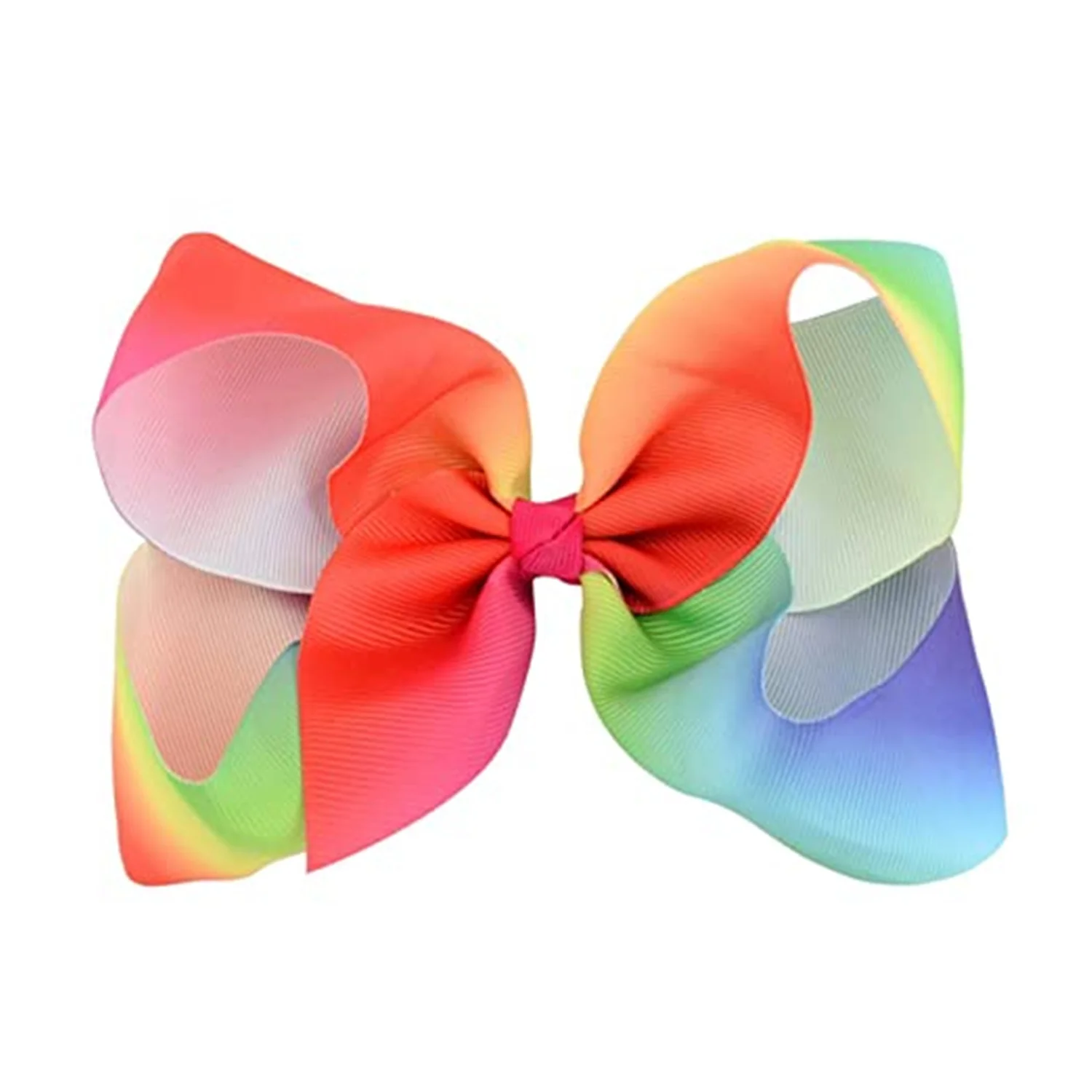 

1 Piece 6 Inch Large Rainbow Grosgrain Ribbon Bow With Clip Kids Cartoon Hair Clip Boutique Gradient Hair Accessories